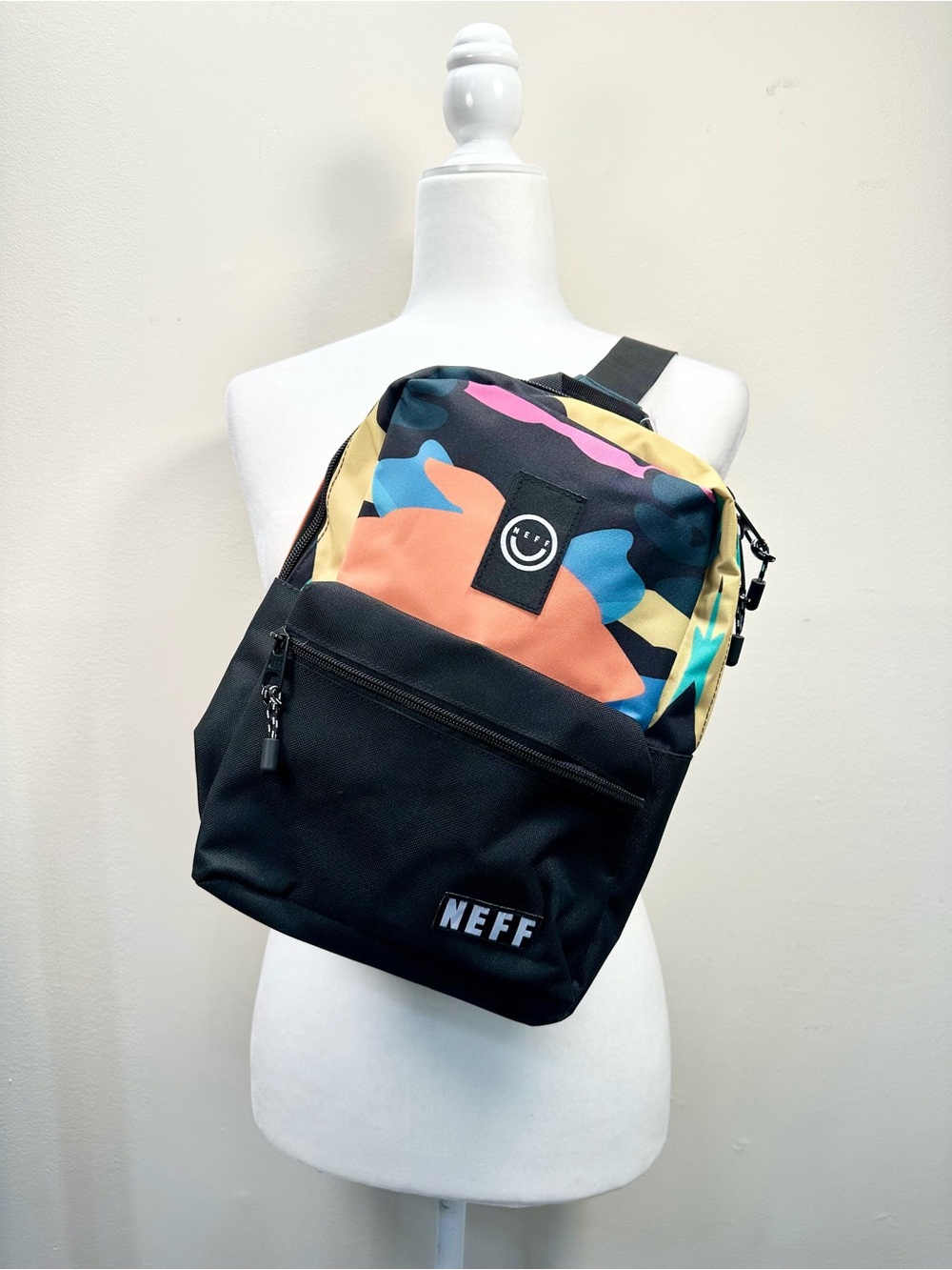 Neff Covershot Sling Bag, Black Neon Camo Backpack Unisex Daypack NWT